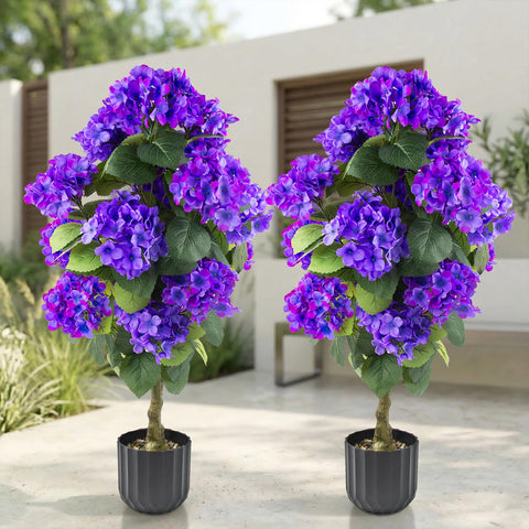 Daynight artificial hydrangea tree in blueviolet pots for indoor and outdoor spaces