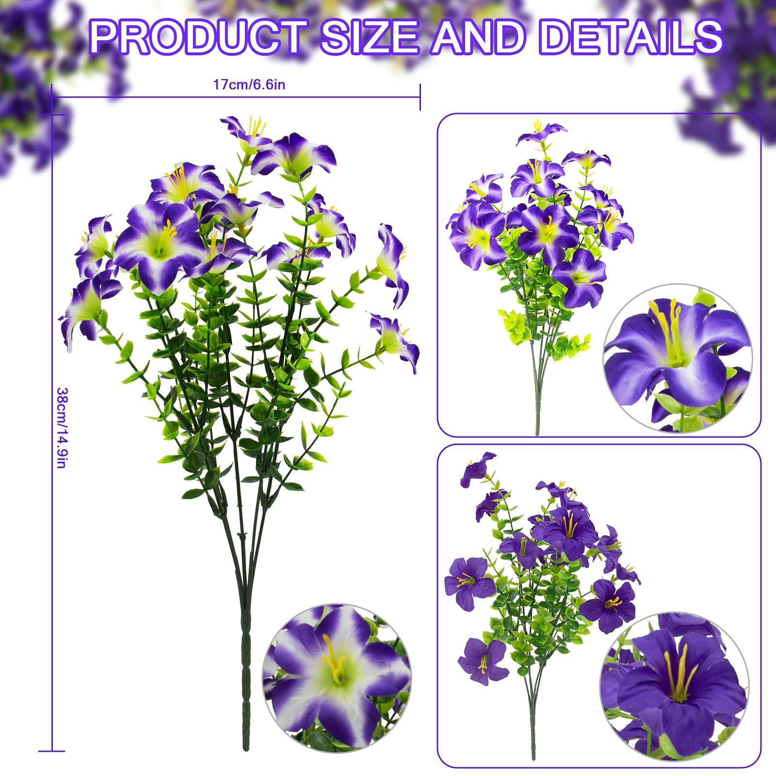 Daynight artificial petunias brighten porch pots with minimal care and lasting color.