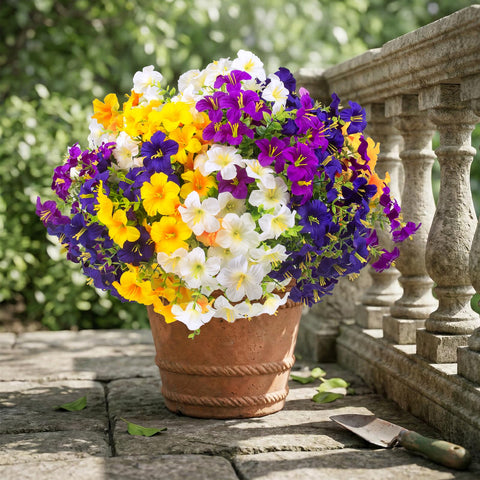 Daynight faux petunias closeup shows silk texture realism