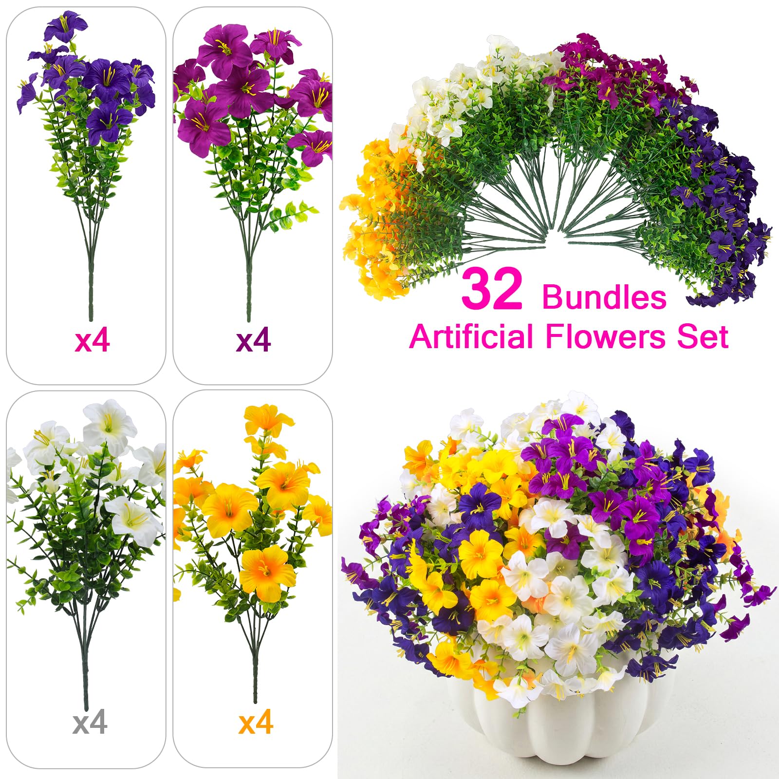 Daynight faux petunias porch arrangement for maintenance-free curb appeal