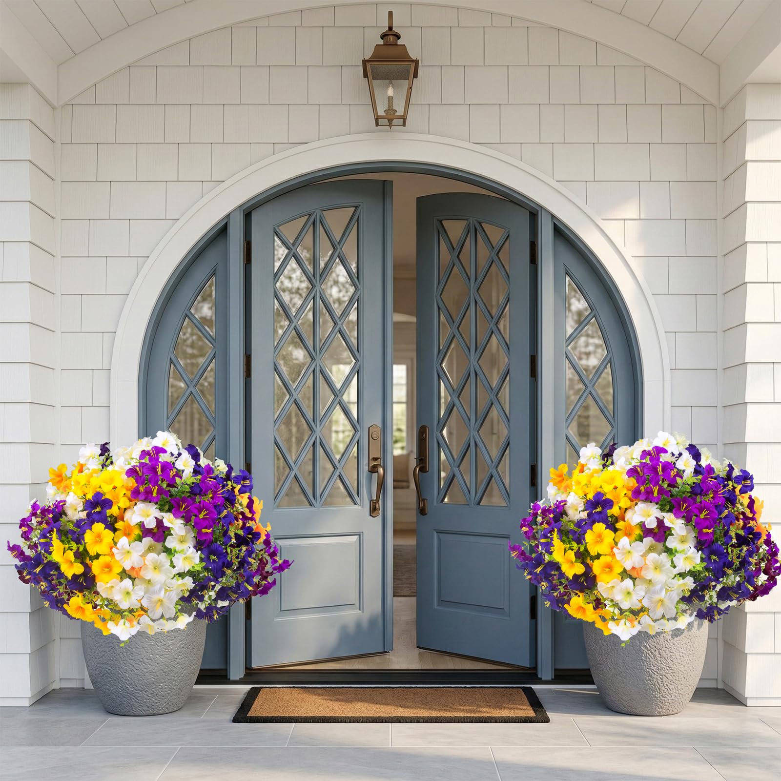 Daynight faux petunias purple bloom adds charm to balcony planters