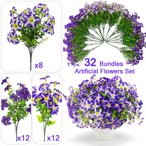 Daynight faux petunias showcase realistic silk petals for outdoor displays.