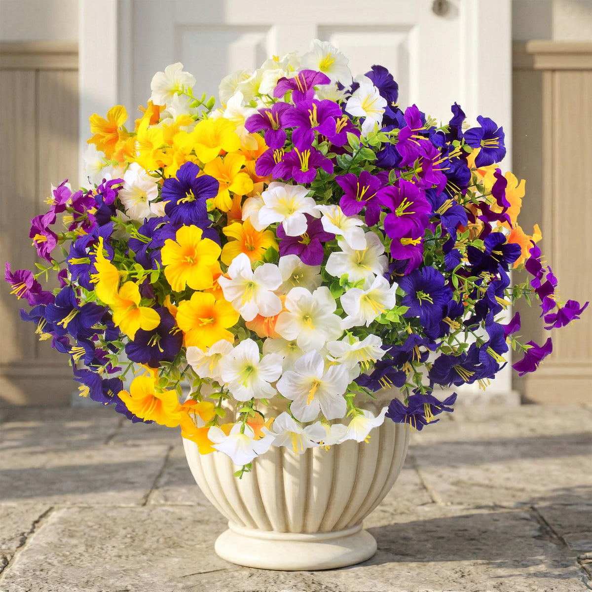 Daynight faux petunias white bloom ideal for outdoor porch decor