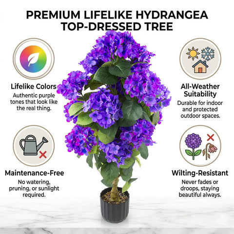 Daynight artificial hydrangea in pot showcases maintenance-free decor