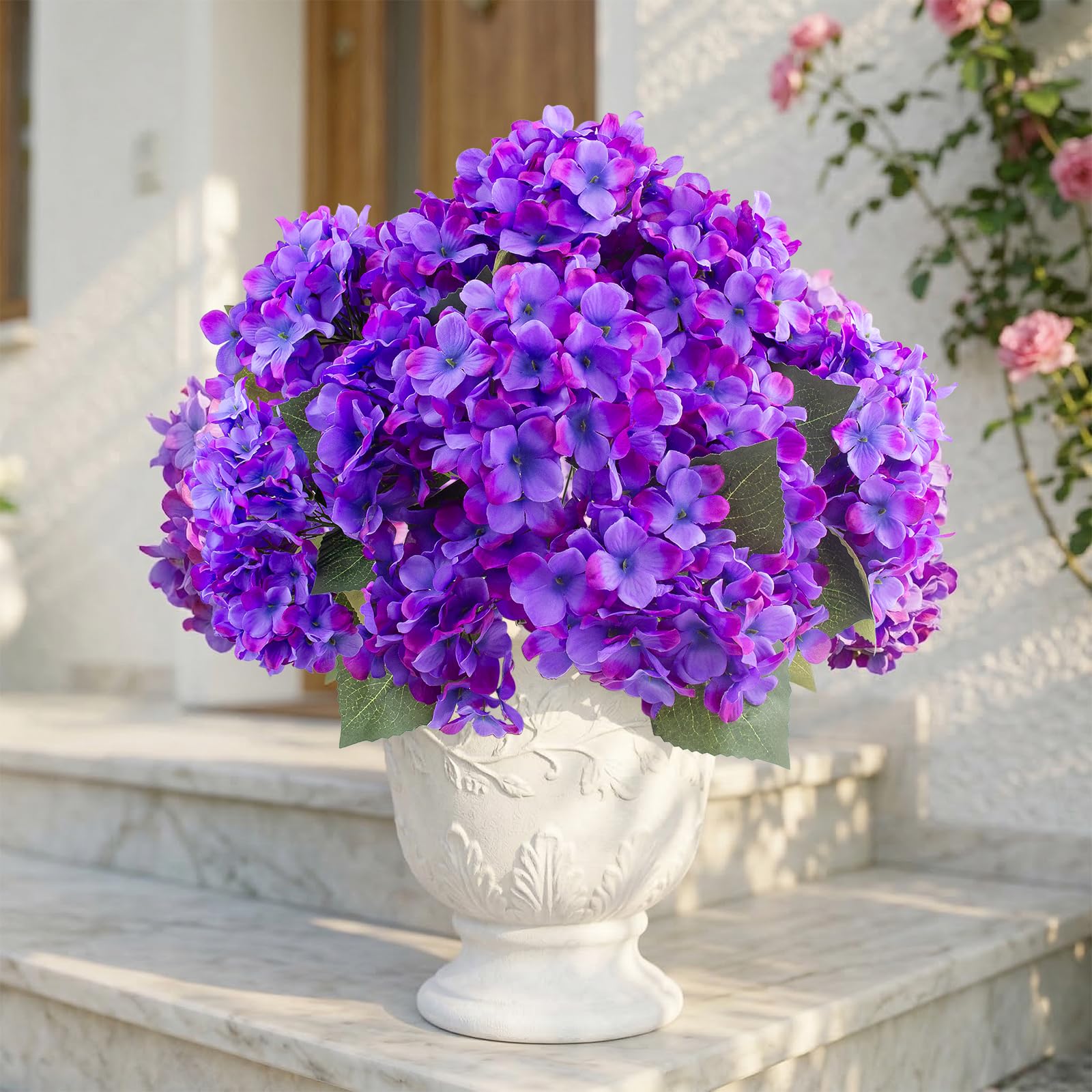 Daynight Hydrangea artificial bouquet patio hanging layout for veranda charm.