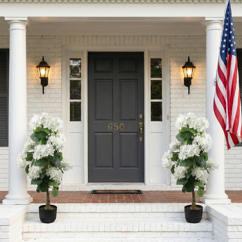Daynight hydrangea tree office desk decor idea