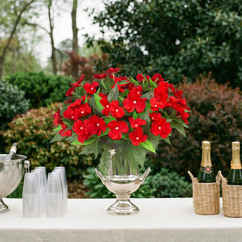 Daynight impatiens red bouquet suits patios, porches, and hanging planters