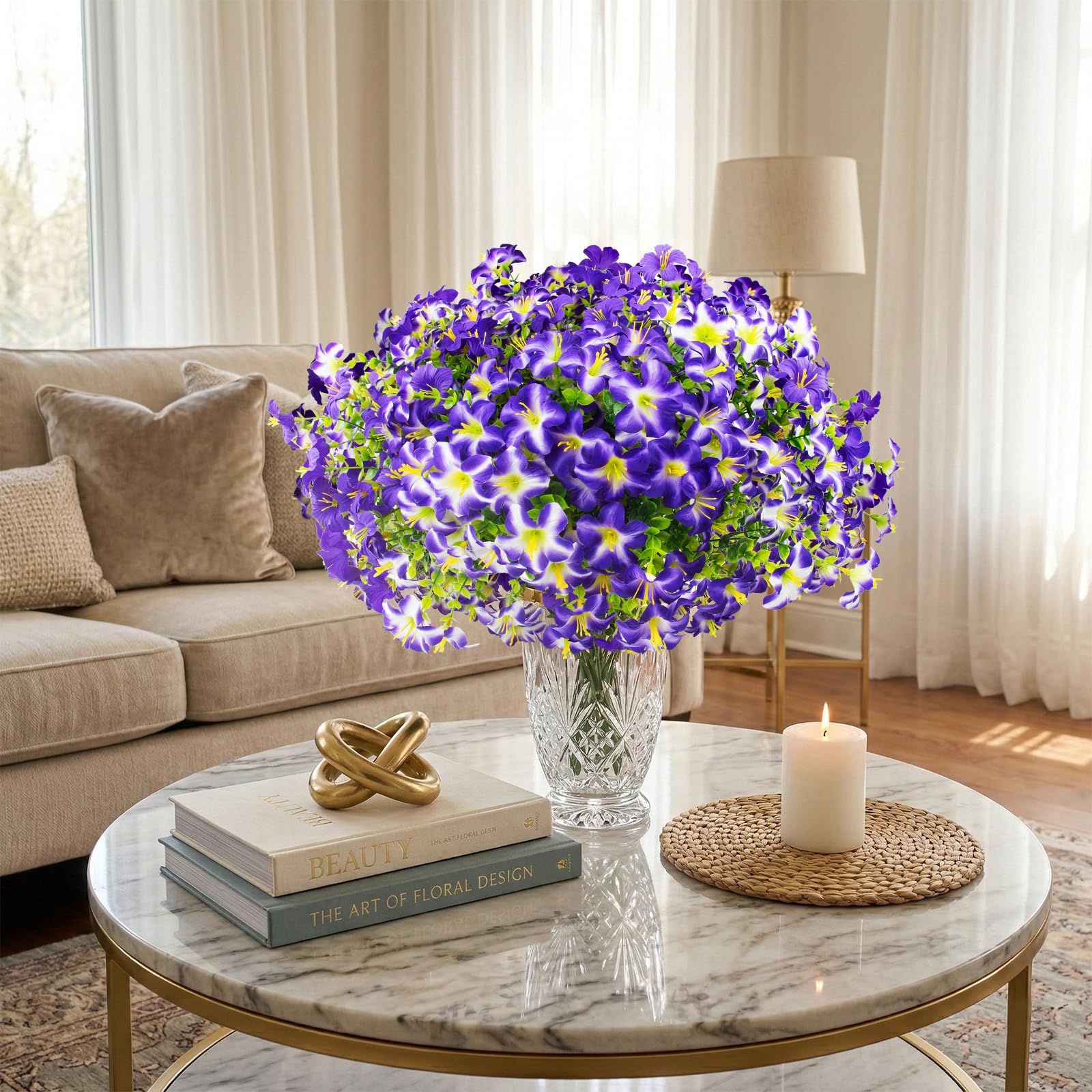 Daynight outdoor faux petunias measure 14.9 inches for easy planter styling.
