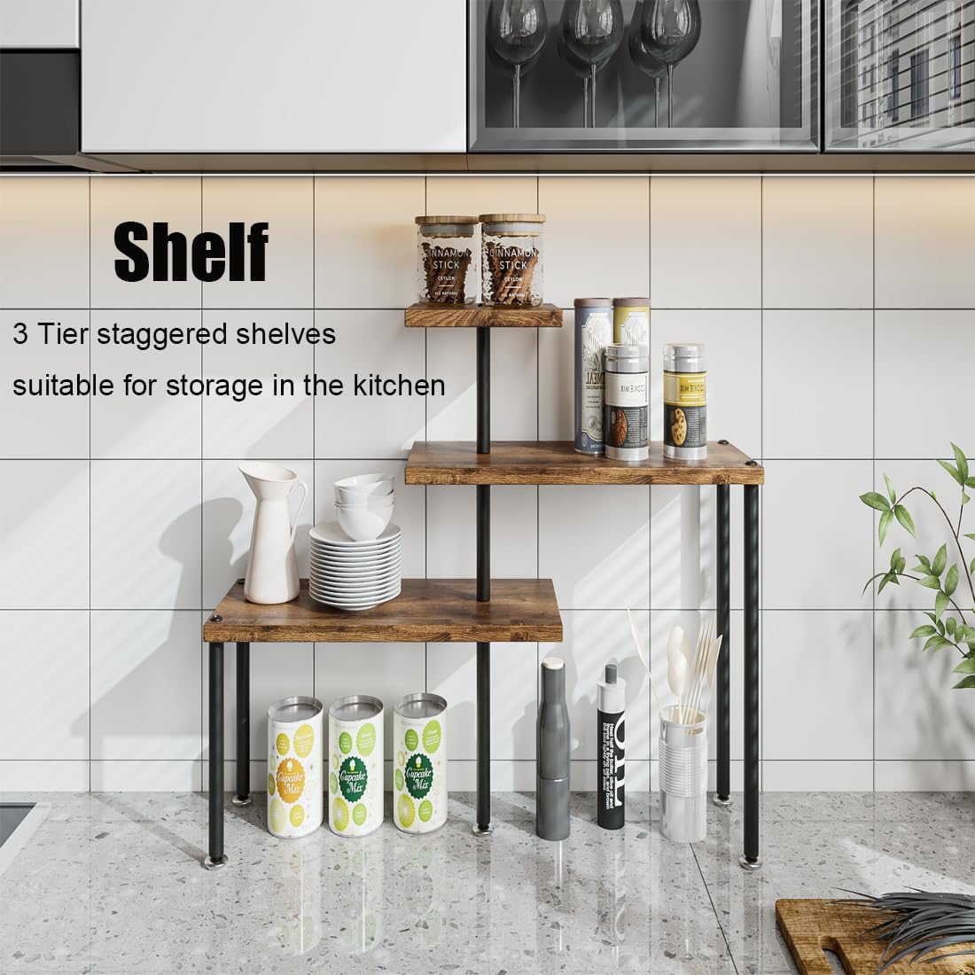 Dazioter over-sink organizer in black for easy coffee and mug storage