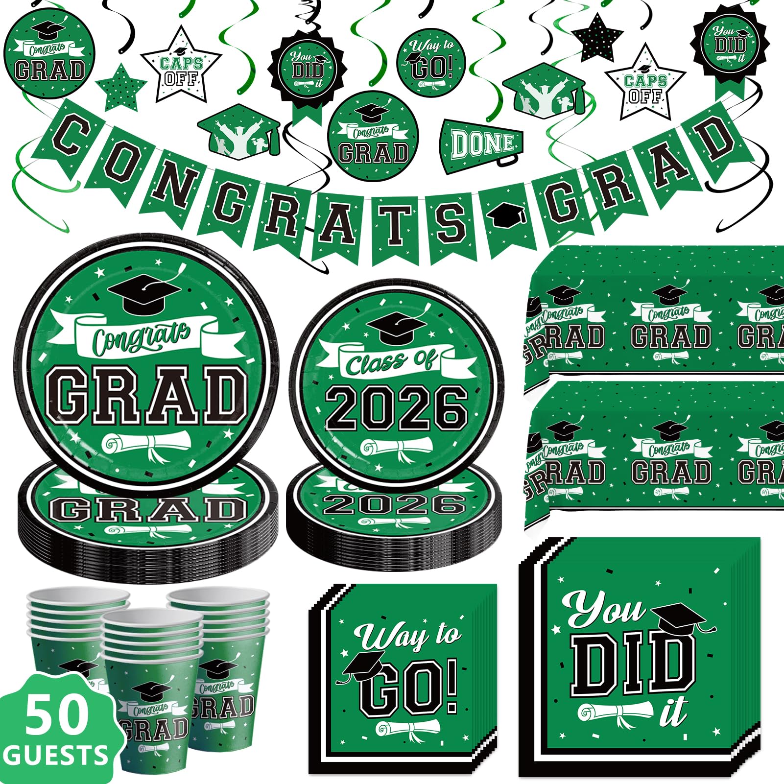 DAZONGE graduation banner green ideal for entrance displays and photo ops.