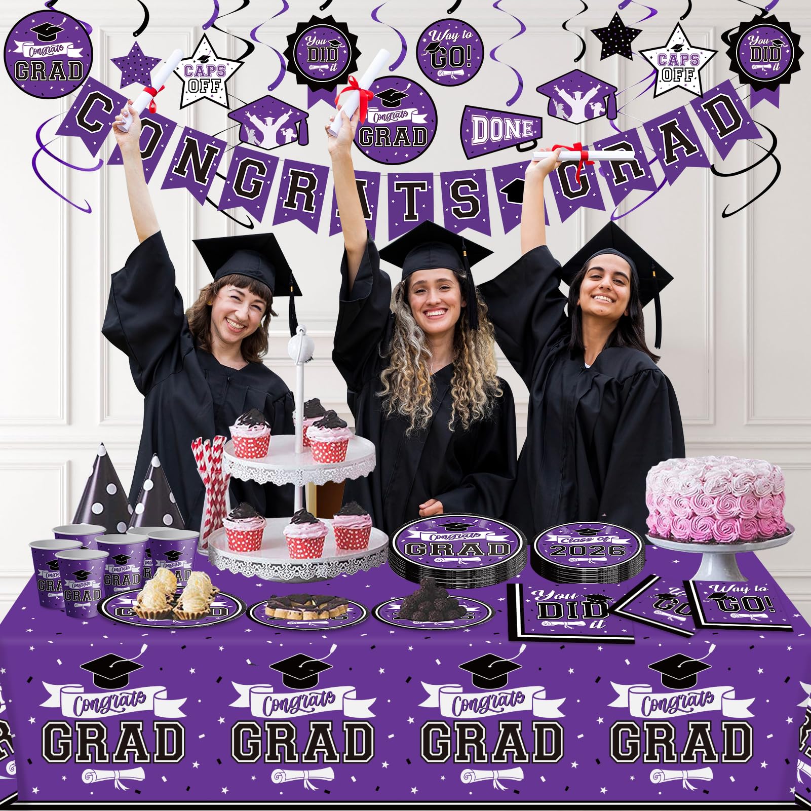 DAZONGE graduation hanging swirls add sparkle to the party entrance and tables