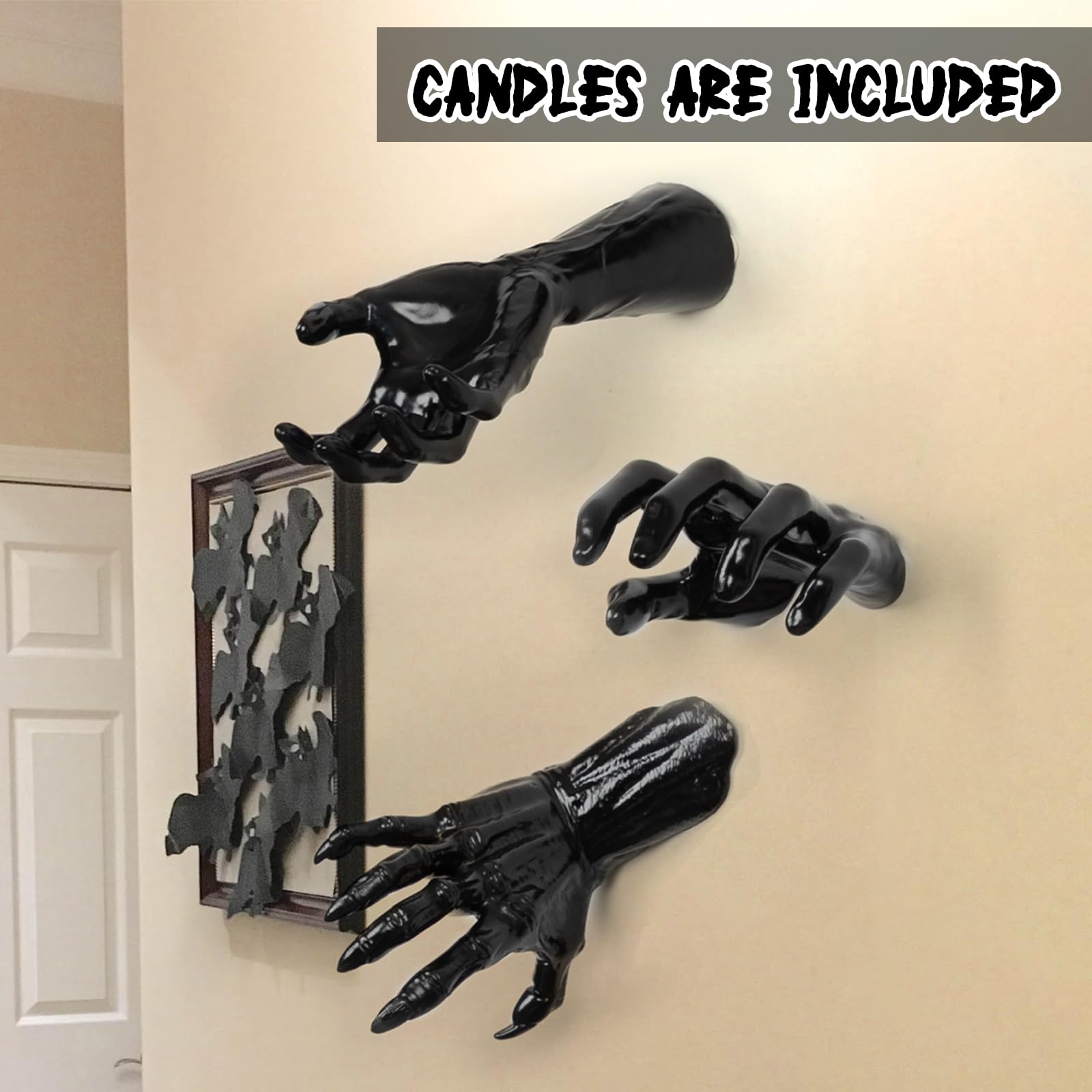 DAZONGE hands with lighted candles create atmospheric haunted lighting