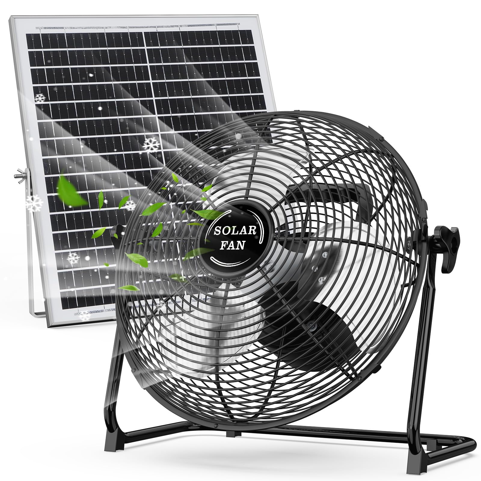 DBF 18-inch solar powered fan cooling outdoor patio spaces