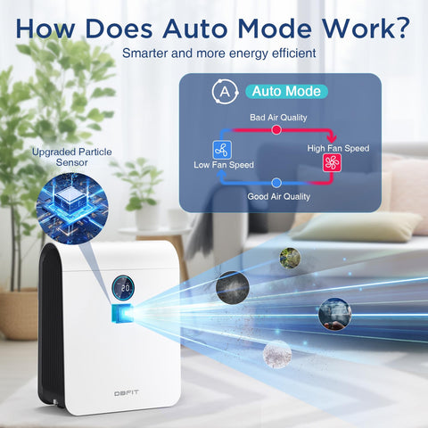 DBFIT auto mode adjusts speed based on real air quality data.