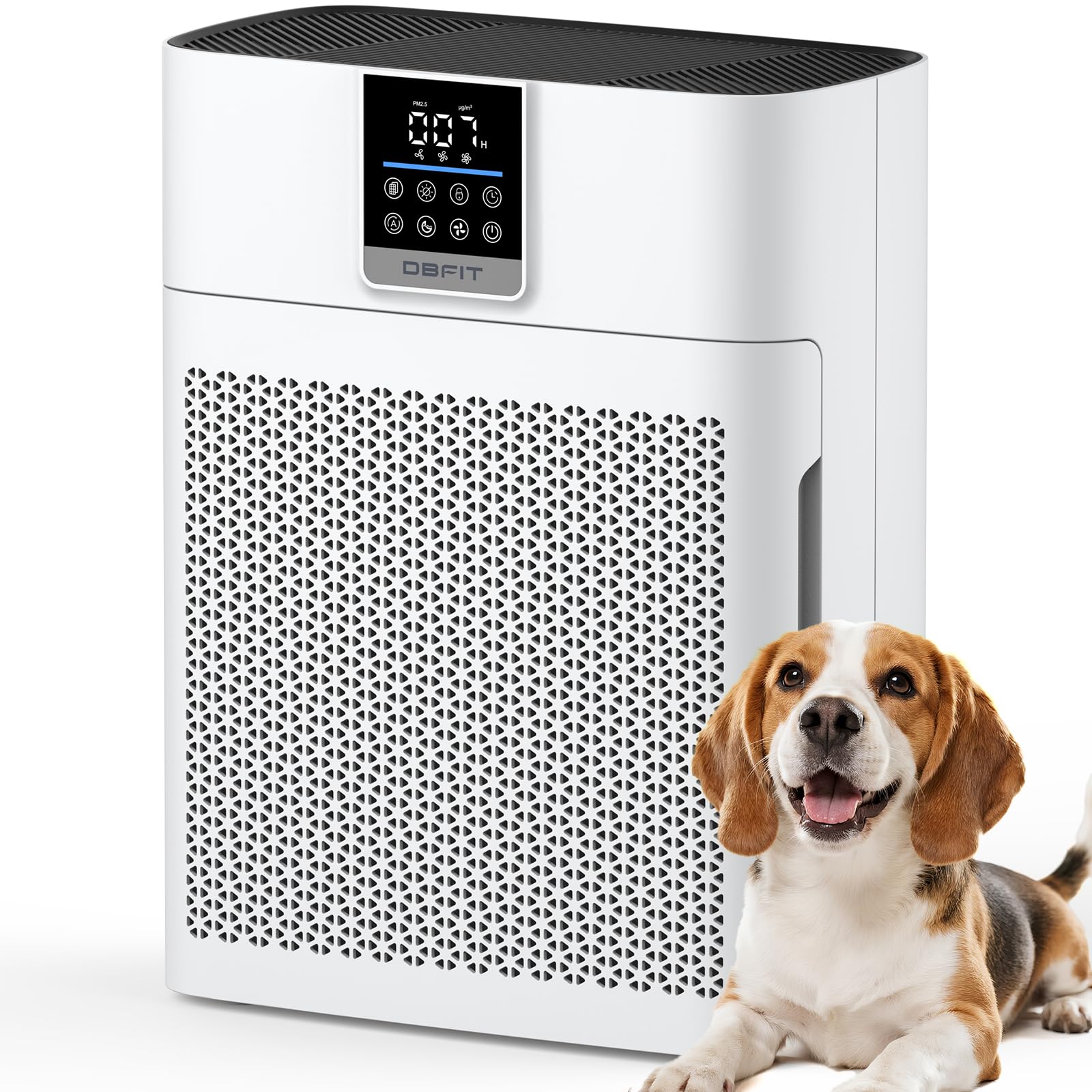 DBFIT AP2410 front view, large-room air purifier for refreshed living spaces