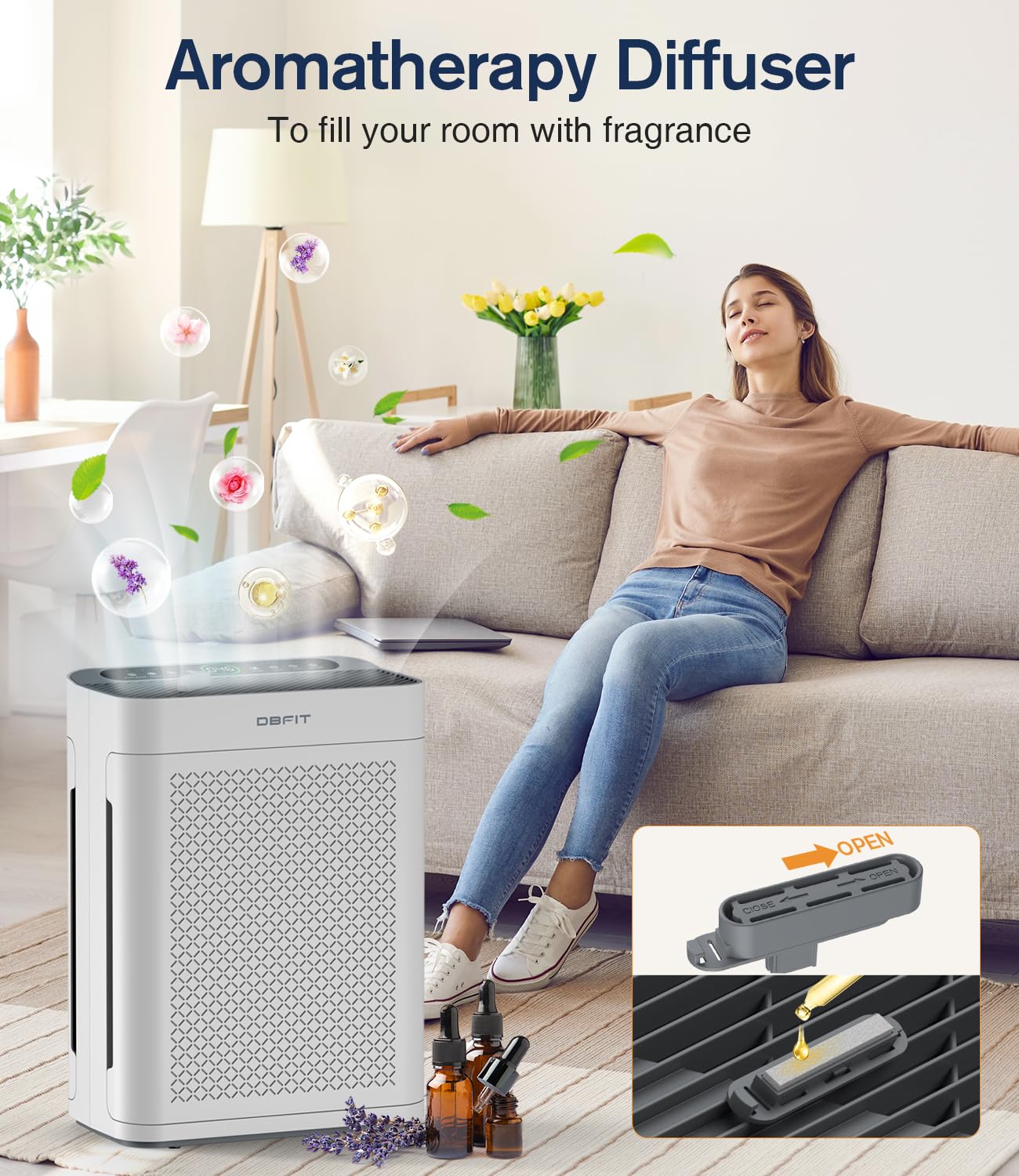 DBFIT AP300 whisper-quiet sleep mode for undisturbed nights.