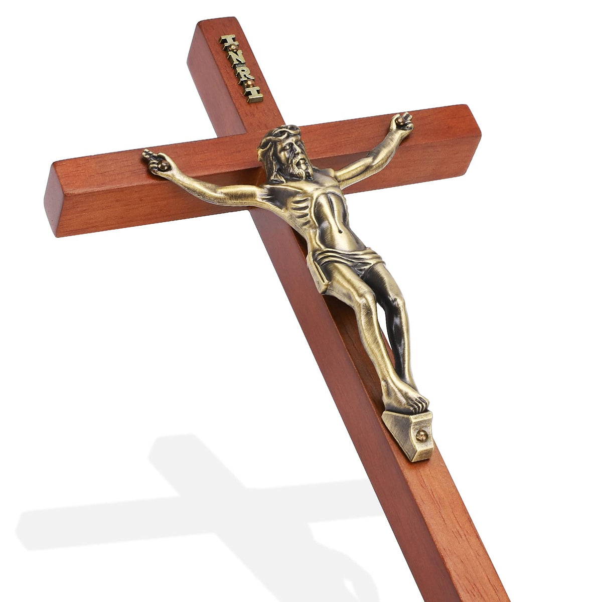 DCCXN crucifix wall cross in wood—10-inch overview for serene home decor.