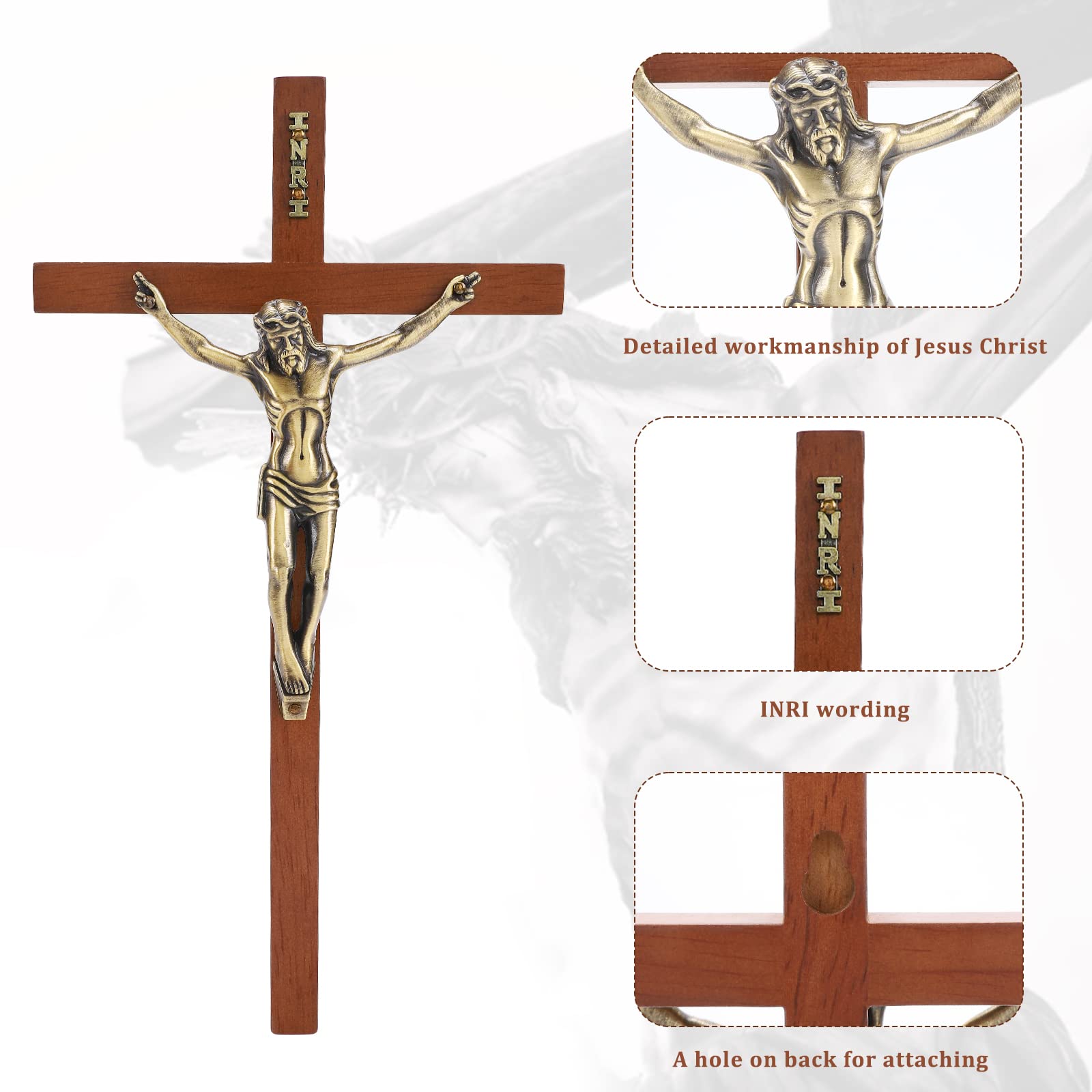 DCCXN crucifix wall cross wood ornate Jesus detail for reverent centerpiece.