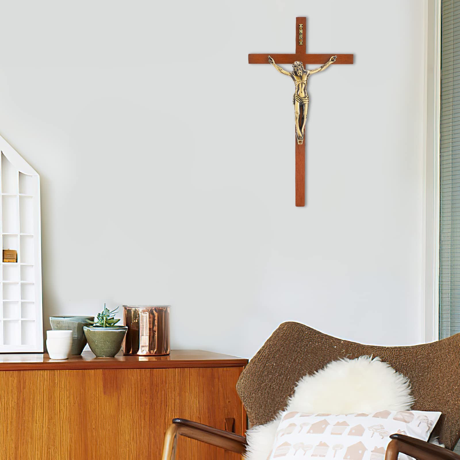 DCCXN crucifix wall cross wood smooth finish eco coating, durable and rust-resistant.