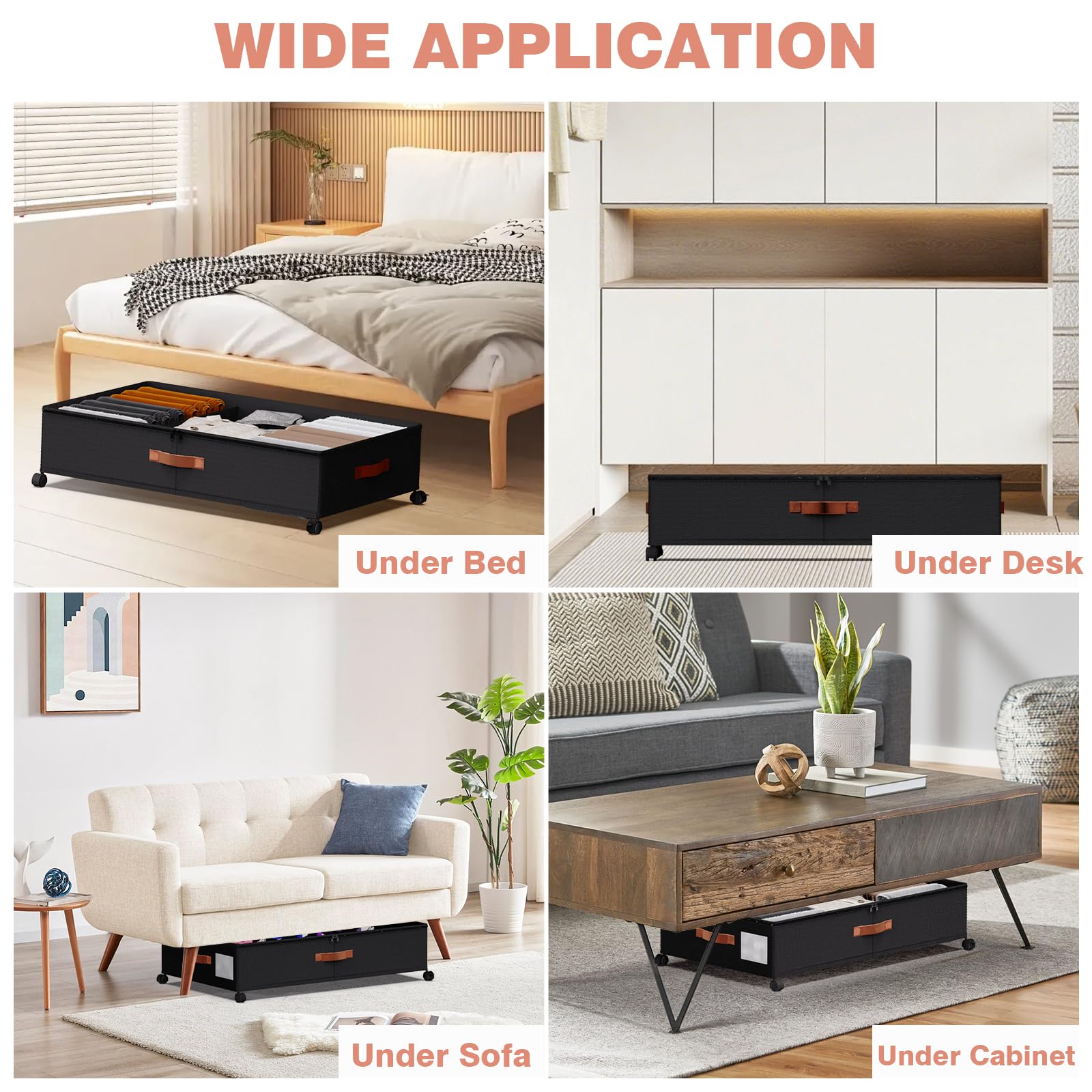 DCET 600D Oxford fabric under-bed storage protects contents and maintains shape.