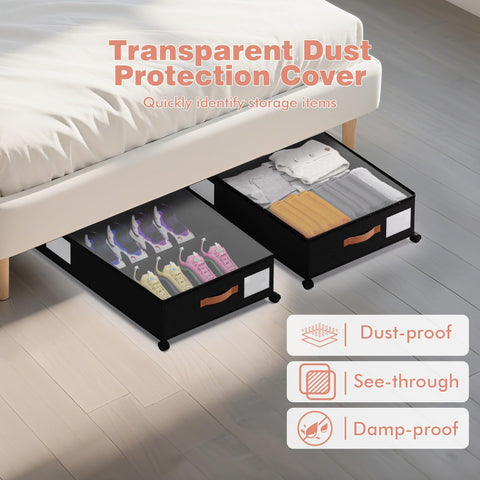 DCET heavy-duty metal frame under-bed storage for durable, long-lasting organization.