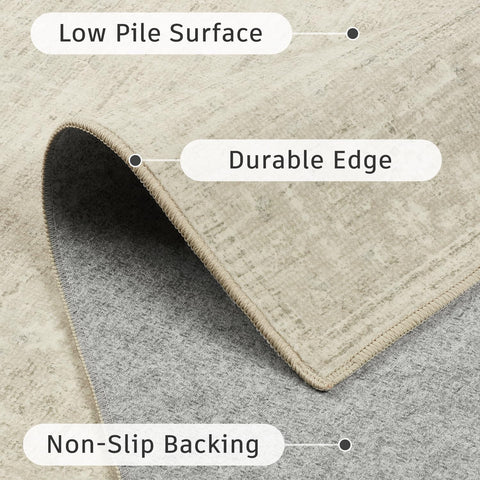 DCX 5x7 beige rug with reinforced edges for durability