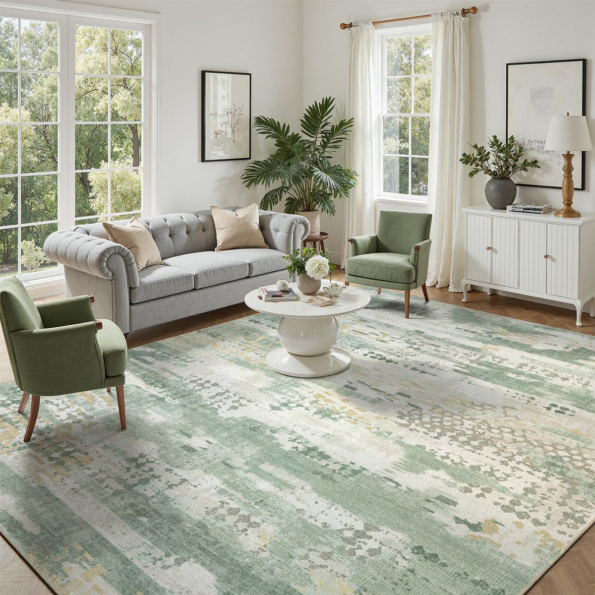 DCX Abstract Area Rug 5x7 with modern design and easy-care appeal for living rooms.