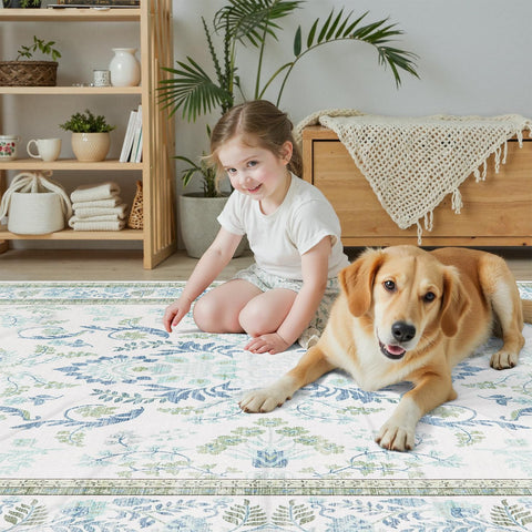 DCX Green 6x9 rug botanical floral design enhances living spaces with calm color.