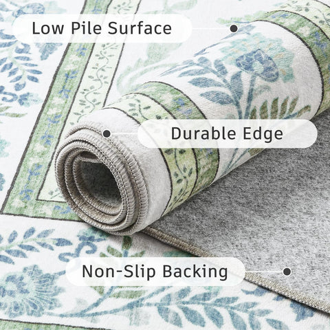DCX Green 6x9 rug reinforced edges endure high-traffic use.