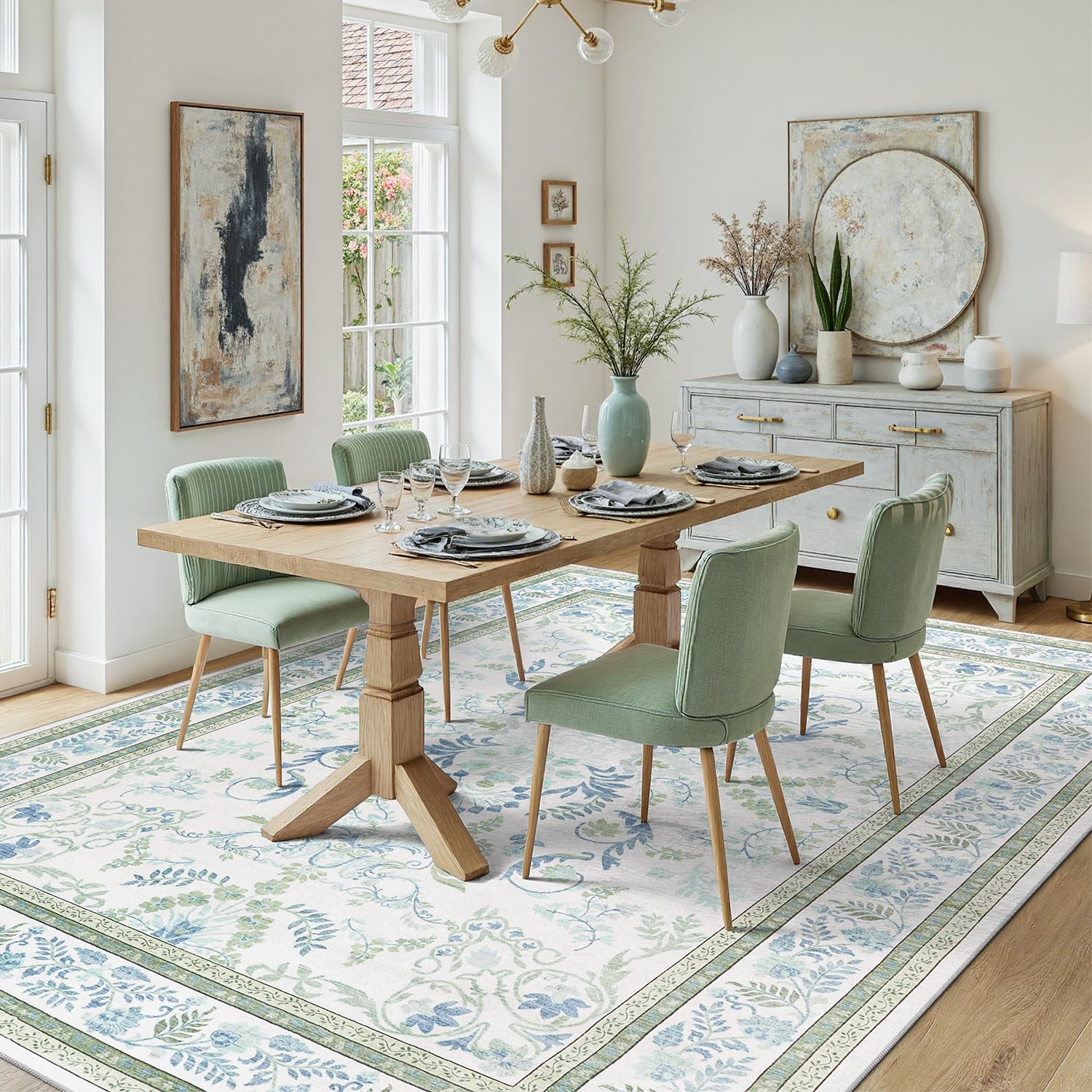 DCX Green 6x9 rug soft low-pile texture feels gentle underfoot.