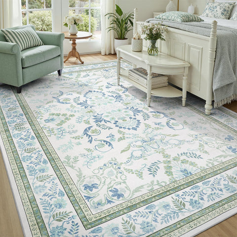 DCX Green 9x12 rug close-up reveals soft-pile texture perfect for lounging.