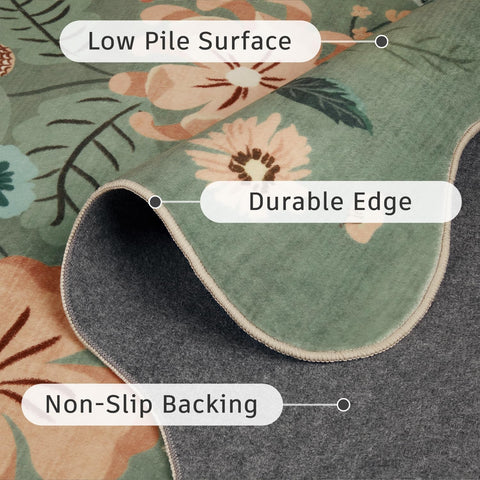 DCX Vintage Floral Rug stain resistant surface, easy daily care.