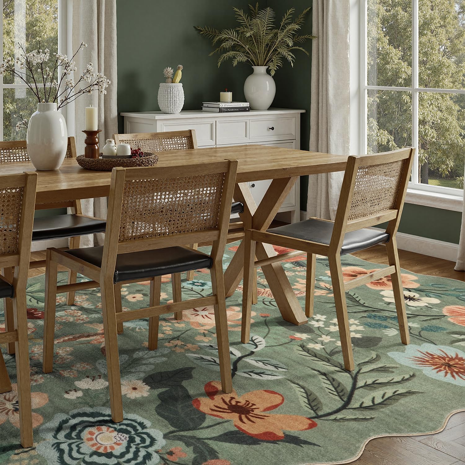 DCX Vintage Floral Rug low-pile texture, gentle on bare feet.