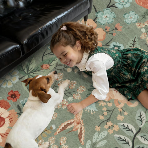 DCX Vintage Floral Rug washable, easy cleanup after spills.