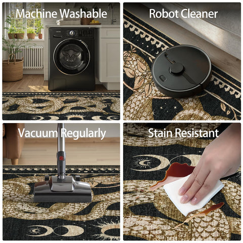 DCX Washable Snake Rug kid-pet friendly edges deter curling and resist wear