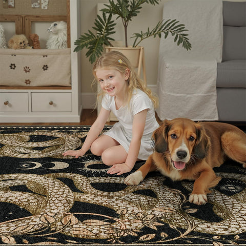 DCX Washable Snake Rug non-slip back provides secure placement on hardwood floors