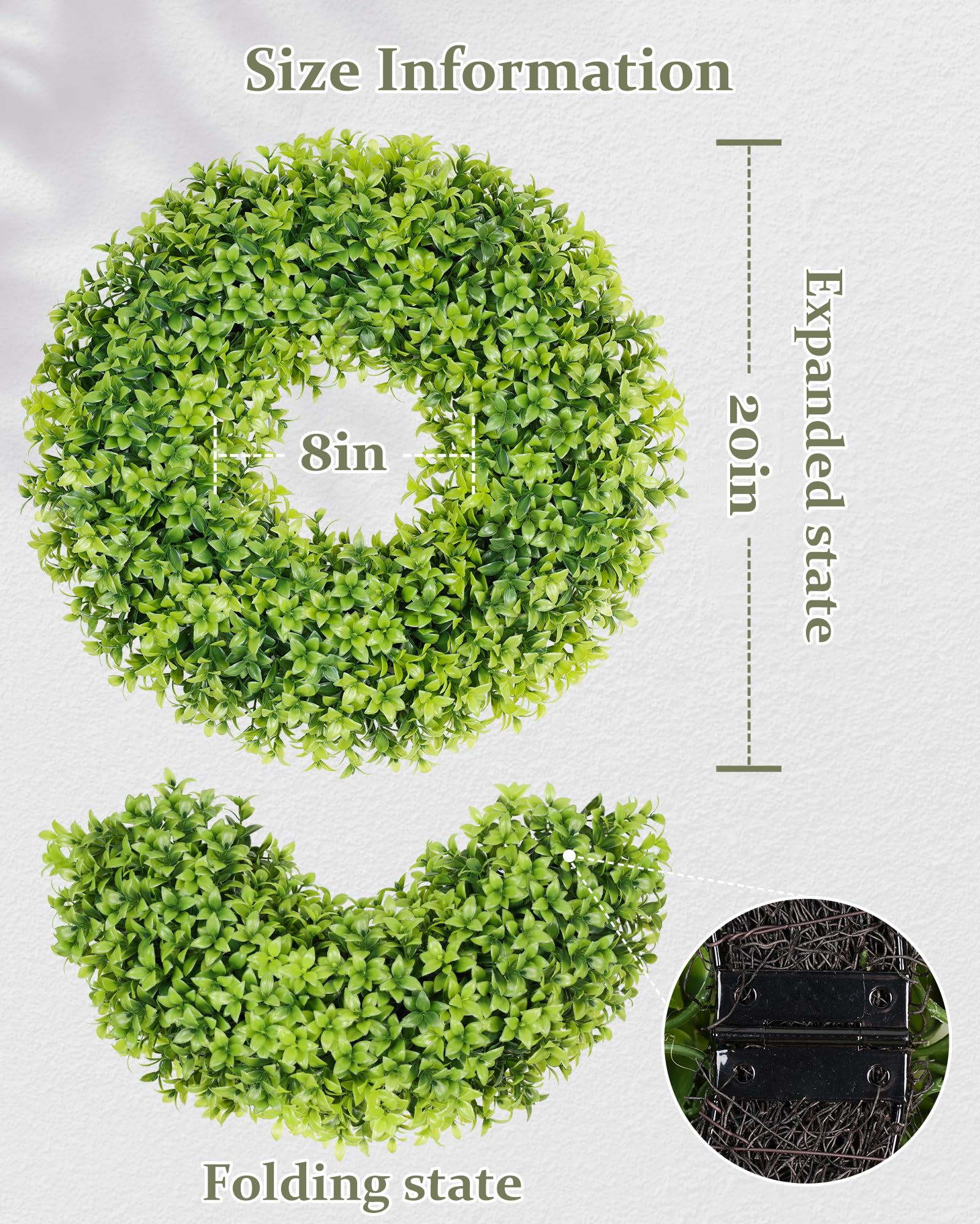 DDHS Boxwood Wreath foldable frame enables easy storage after events.