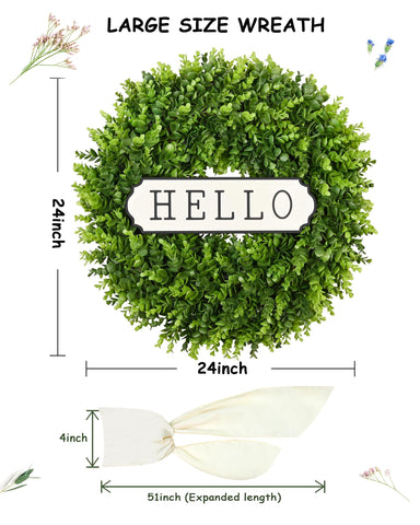 DDHS boxwood wreath on front door for year-round charm