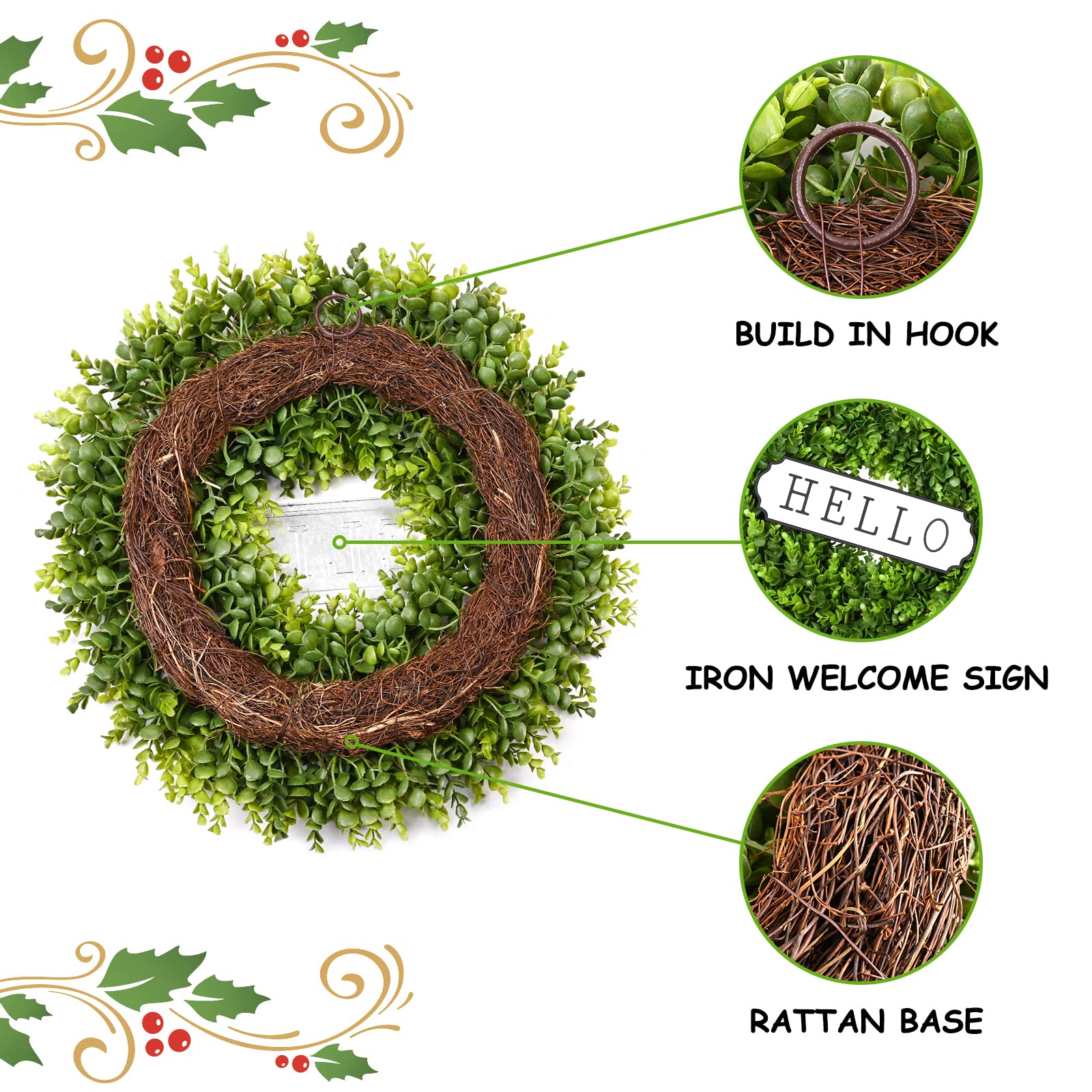 DDHS boxwood wreath displayed indoors or outdoors for versatile decor