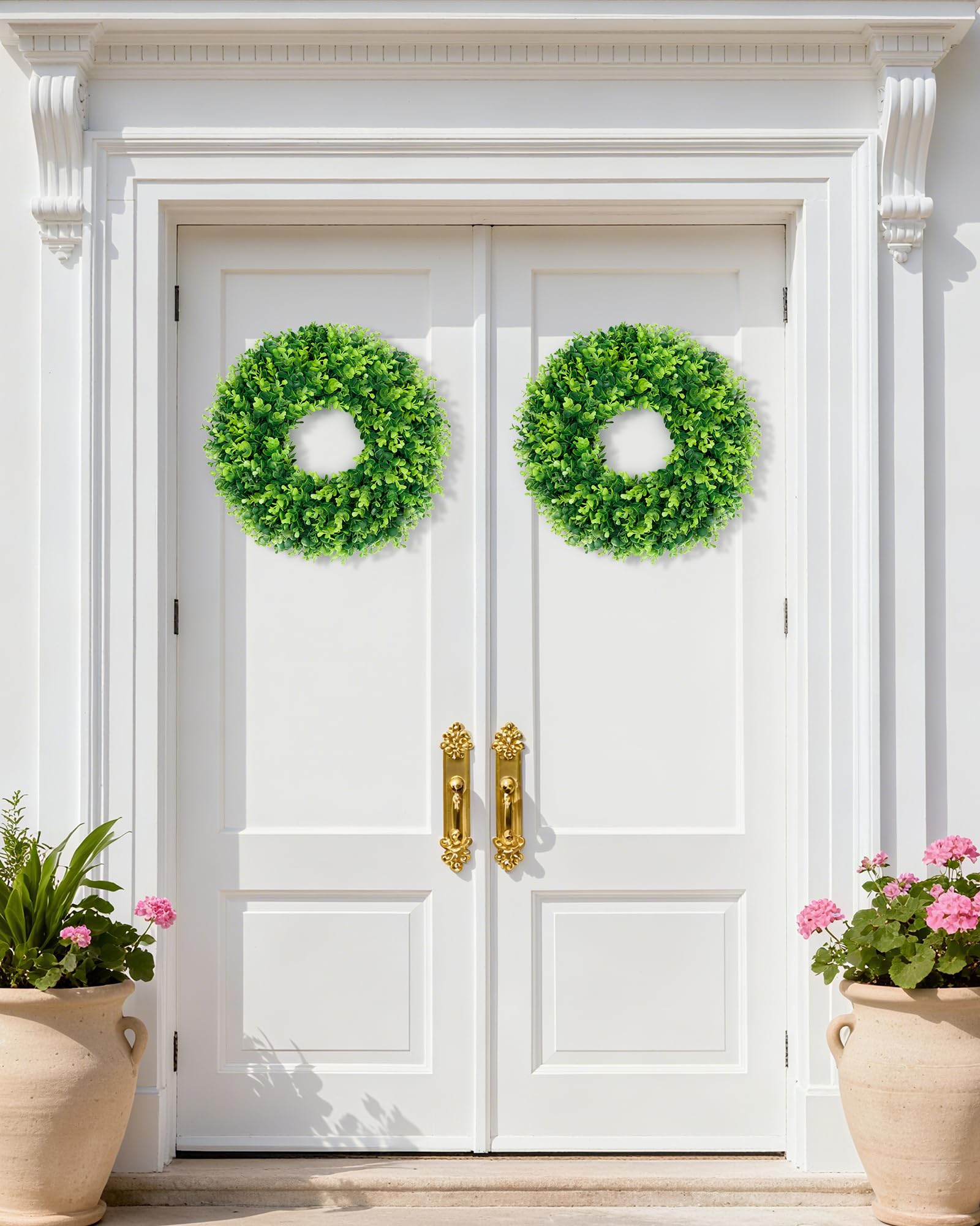DDHS boxwood wreath handcrafted leaves for natural farmhouse look.