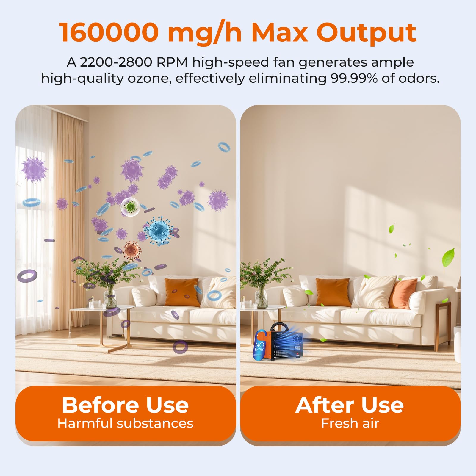 DDHTSAL ozone generator digital display shows temperature and humidity at a glance