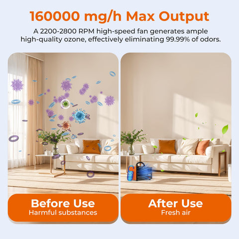 DDHTSAL ozone generator digital display shows temperature and humidity at a glance