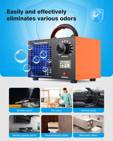 DDHTSAL ozone generator display shows temperature and humidity at a glance.