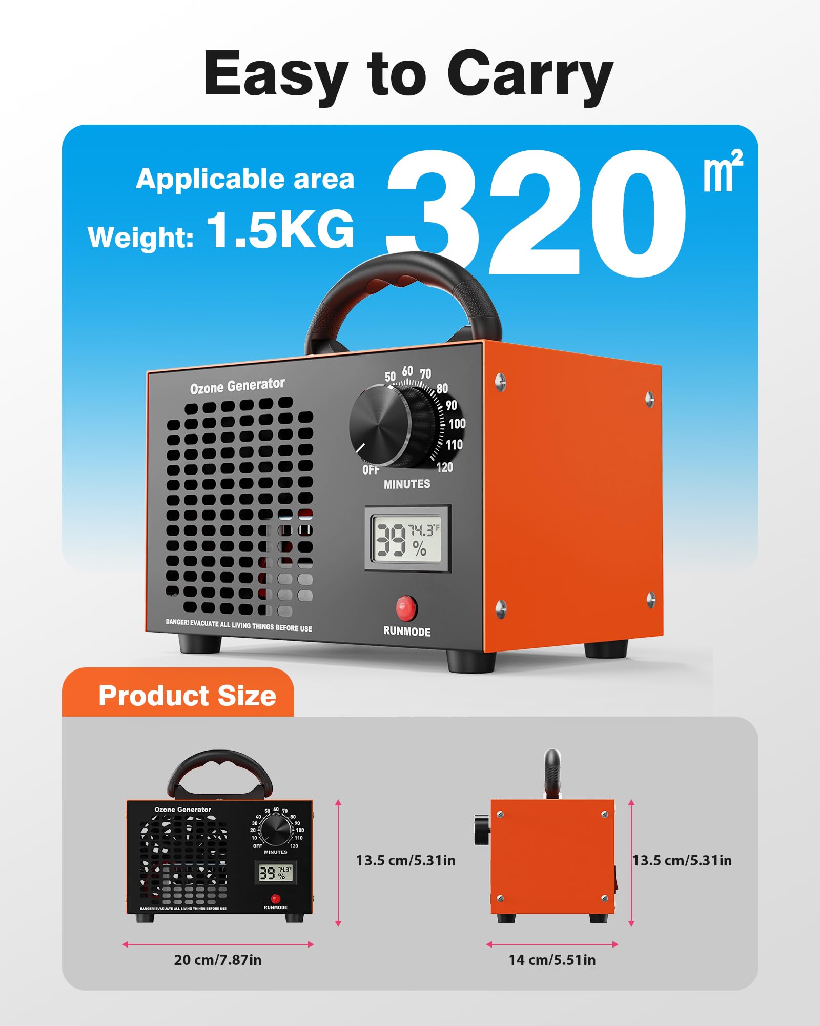 DDHTSAL ozone generator in a large room setup for space-wide treatment.