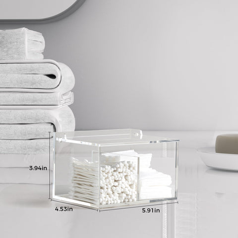 Dealpoli clear acrylic cotton pad organizer with lid for easy access