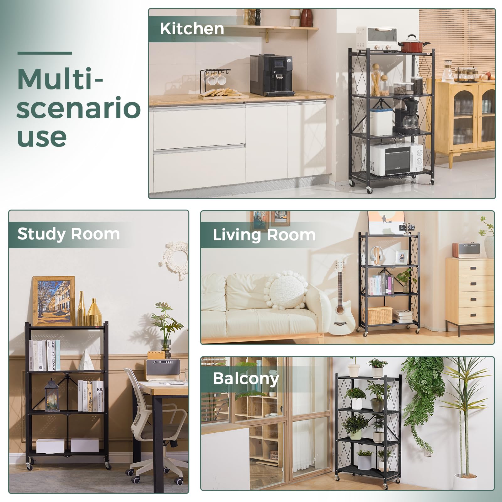 DEANIC rolling storage shelf suitable for kitchen and garage organization.