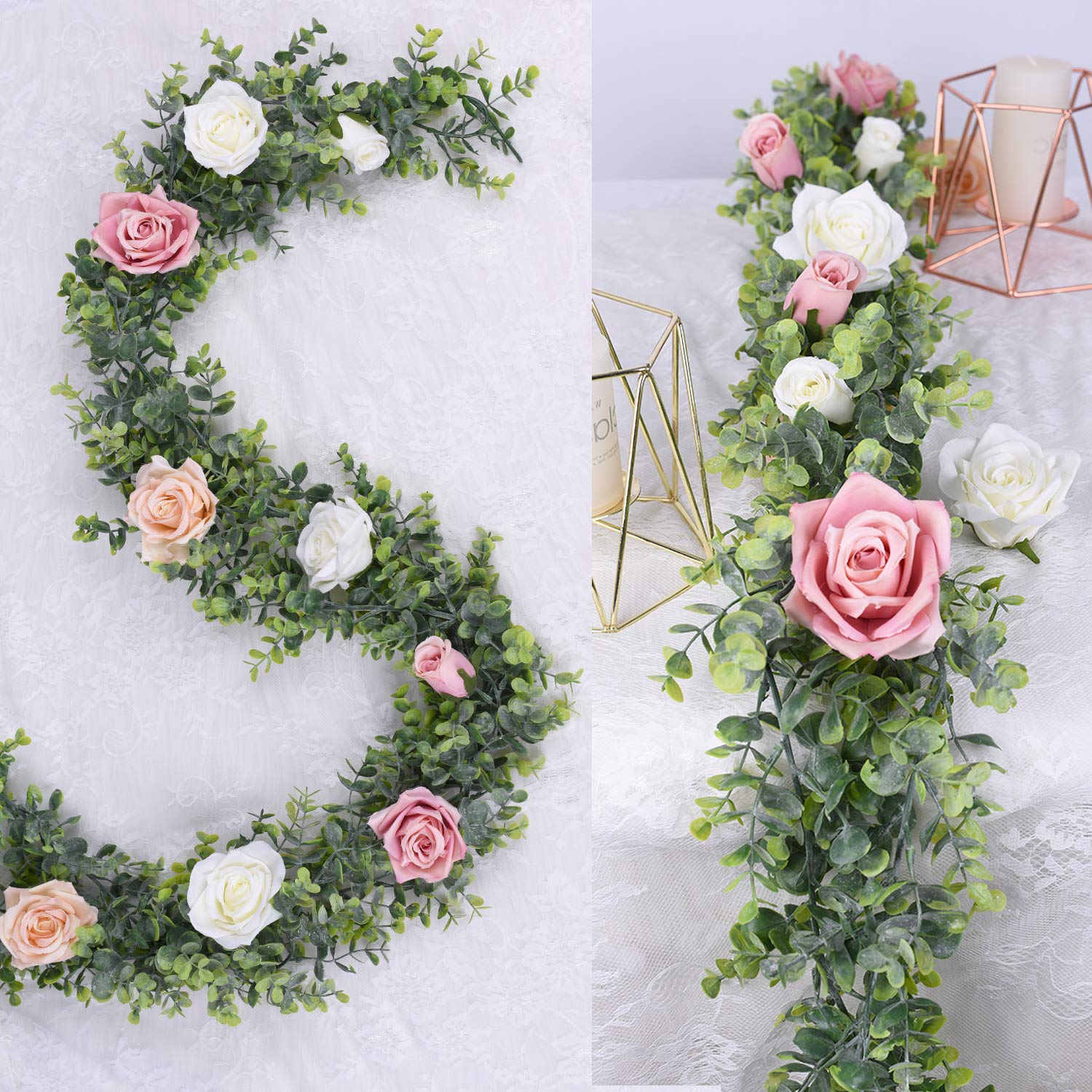DearHouse eucalyptus garland, 5.9 ft long, ideal for outdoor settings.