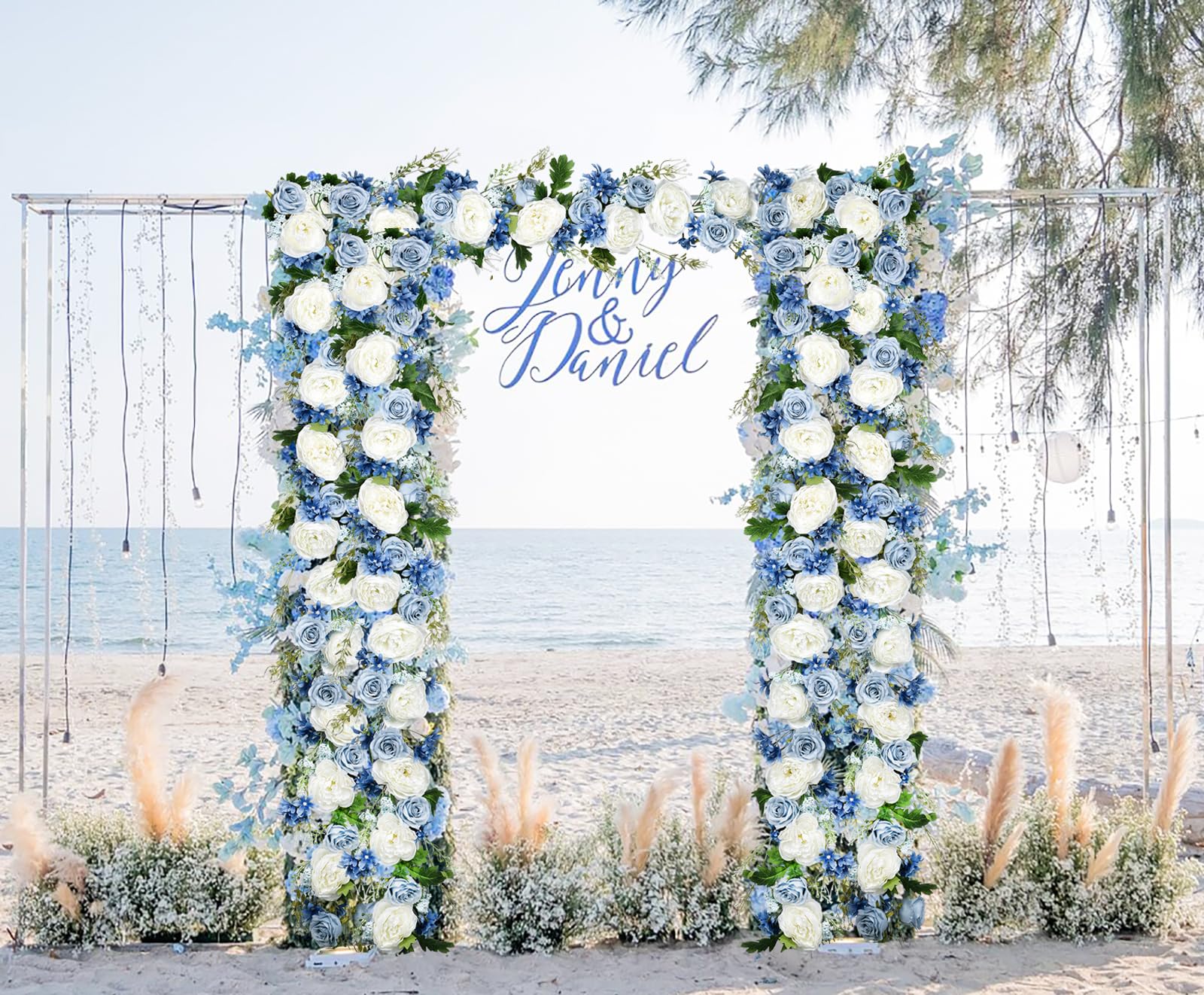 DearHouse silk peony garland closeup white highlights petals for photos