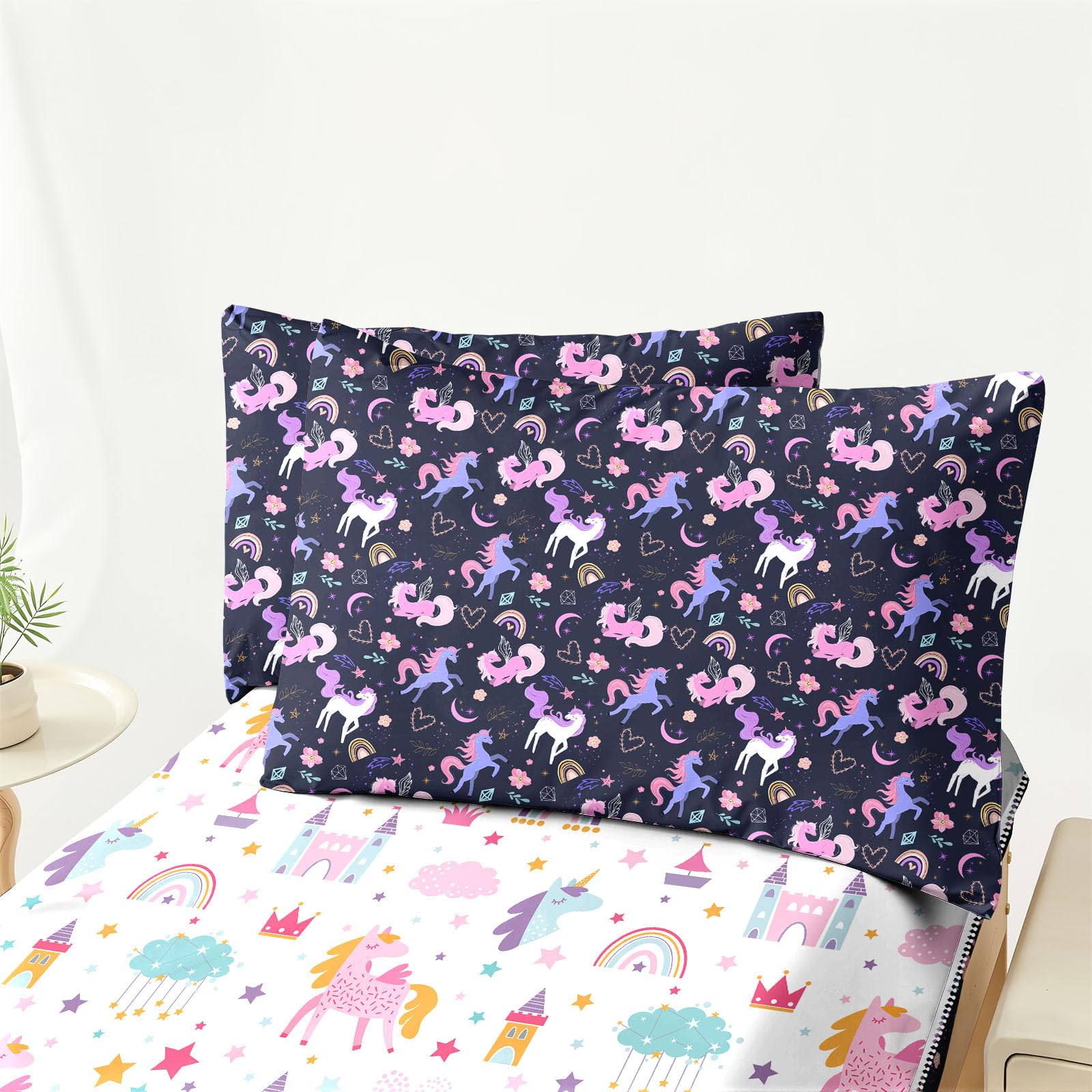 Dearller unicorn pillow cases 19x27 with vibrant unicorn artwork