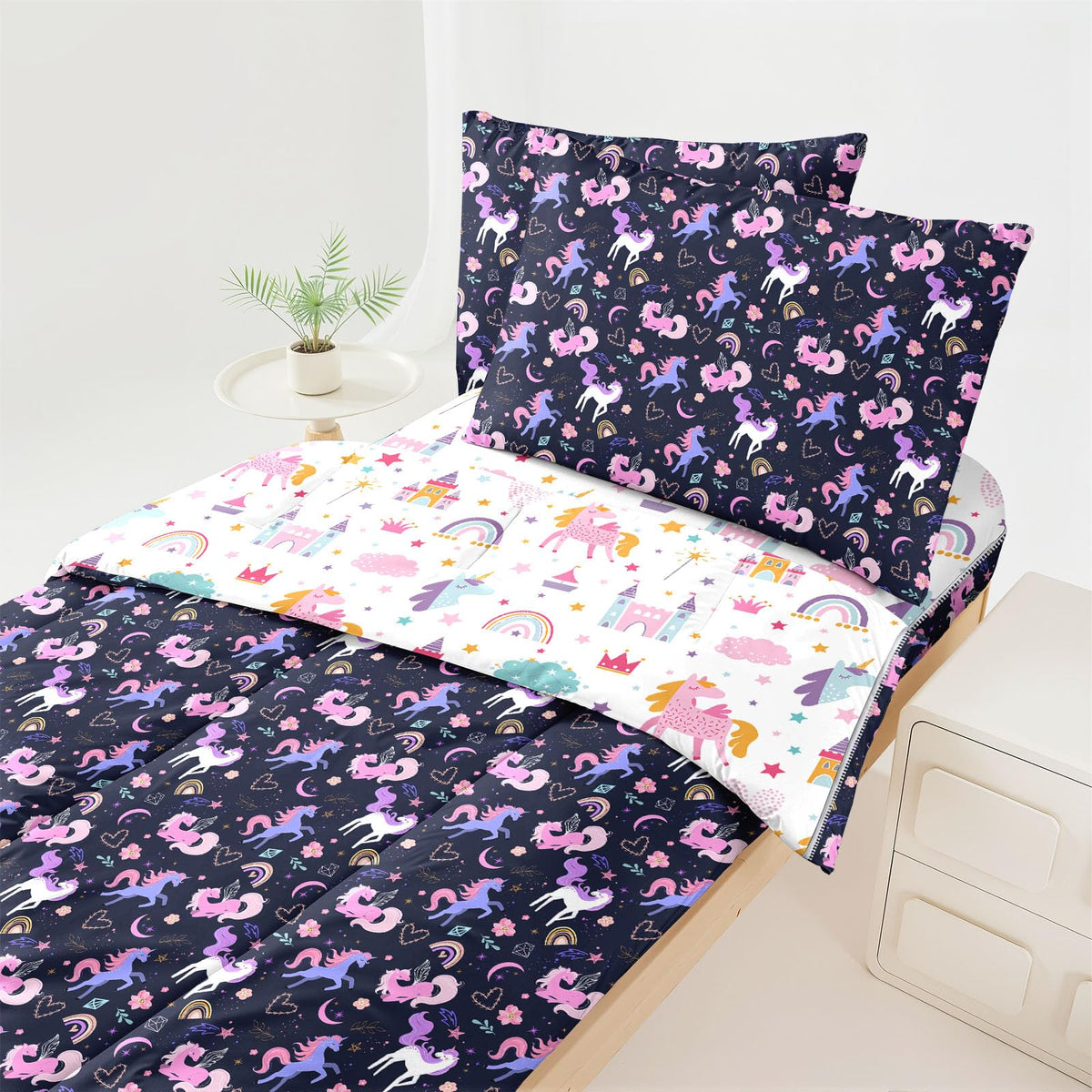 Dearller unicorn bedding twin comforter with zipper for easy changes